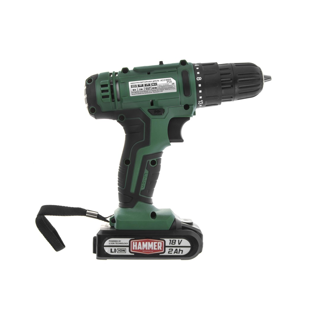 Дрель-шуруповерт аккумуляторная Hammer ACD18BS 18 В 2x2.0 Ач кейс