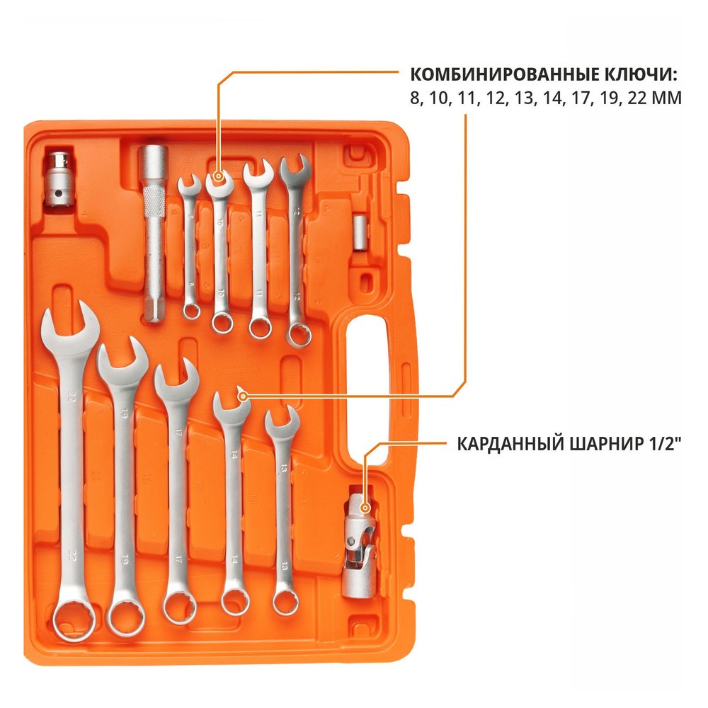 Набор инструментов P.I.T. MaxPiler MXT-82-SET 82 предмета 1/2 и 1/4 CrV MXT-82-SET