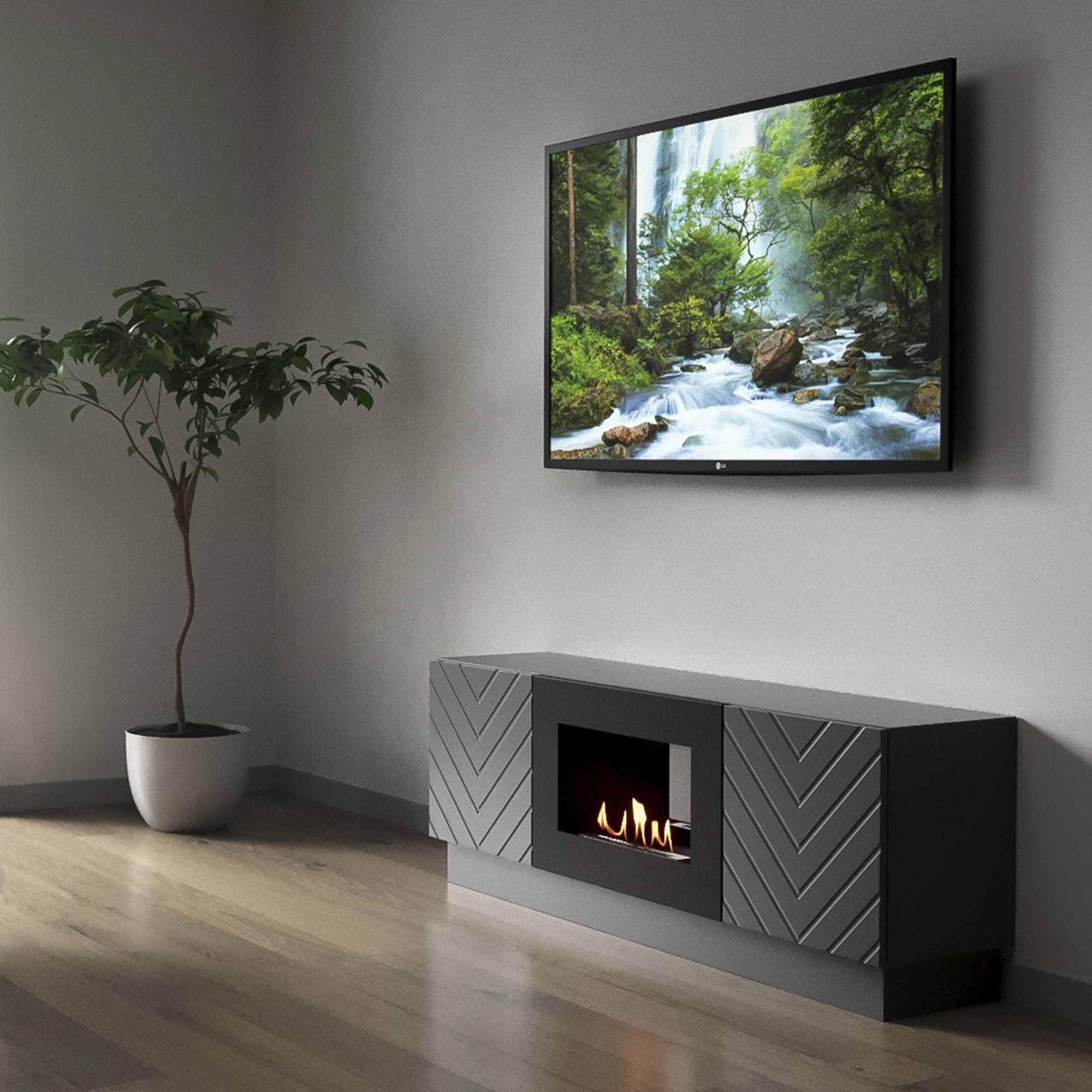 Тумба с биокамином Firelight BFP/P-1400V графит 1595748