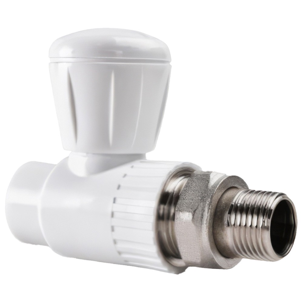 Кран шаровой радиаторный прямой РВК PPR 25 мм х 3/4 белый 01.01.03.025