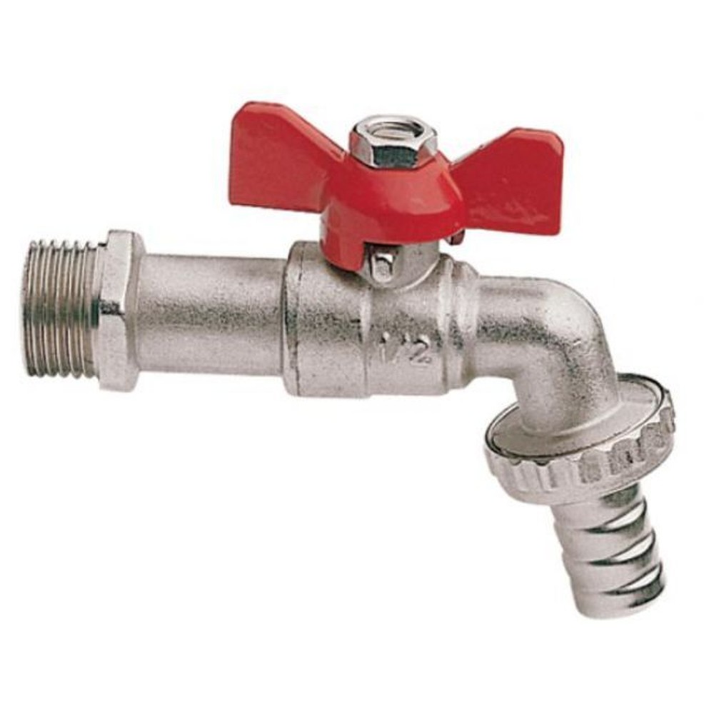Кран шаровой со сливным штуцером JIF 371 1/2 НР бабочка JIF.371