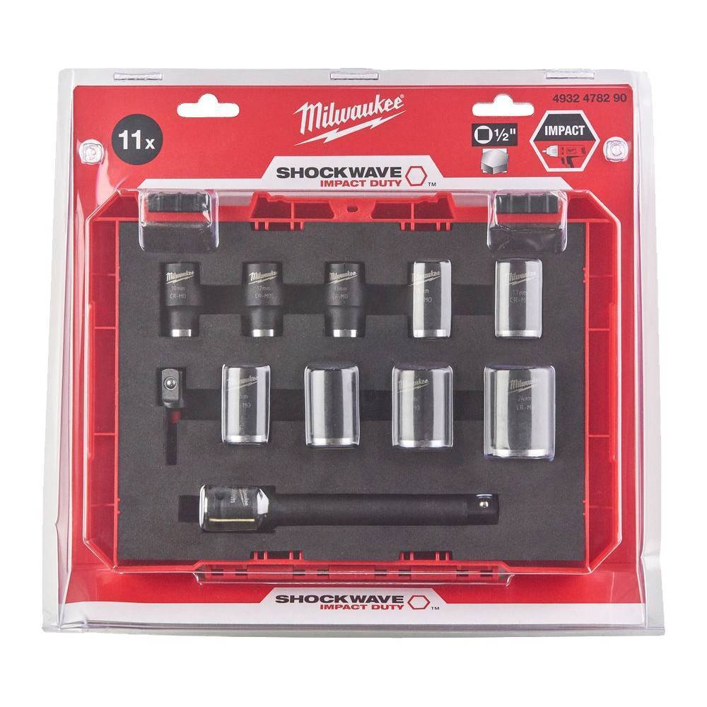 Набор ударных удлиненных головок Milwaukee SHOCKWAVE Impact Duty 1/2 10-24 мм 10 шт. 4932480457