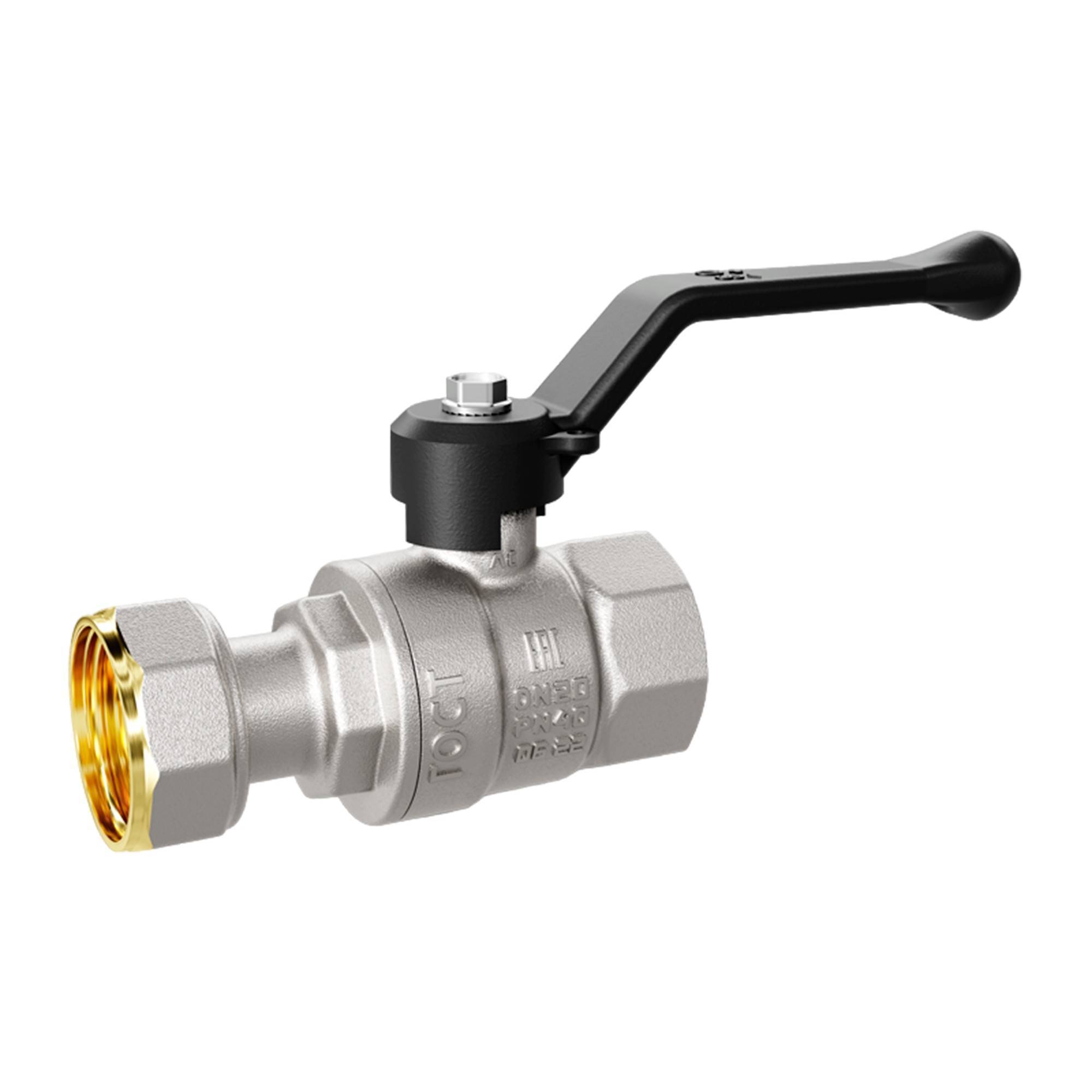 Кран шаровой латунный LD Pride 47.15.В-НкГк.Р Ду 15 Ру 40 с накидной гайкой рычаг 47.15.В-НкГк.Р