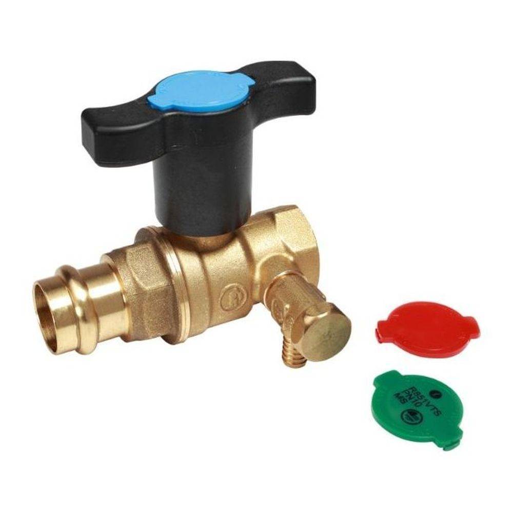 Кран шаровой Giacomini R851V 1 x 28 мм пресс-соединение с удлиненной ручкой и сливом R851VY155