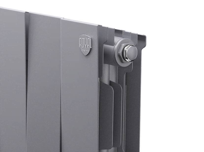 Радиатор биметаллический Royal Thermo PianoForte 200 Silver Satin 8 секций боковое подключение НС-1346035