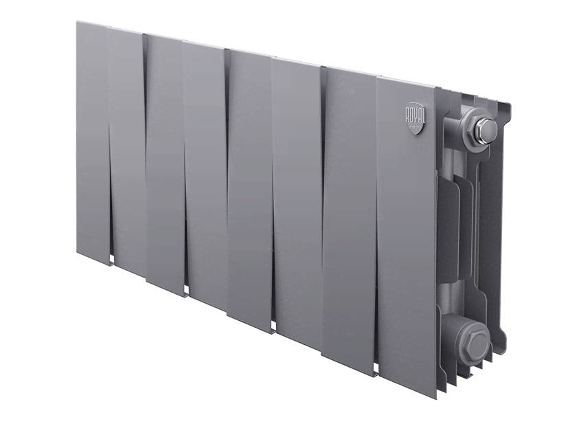 Радиатор биметаллический Royal Thermo PianoForte 200 Silver Satin 8 секций боковое подключение НС-1346035