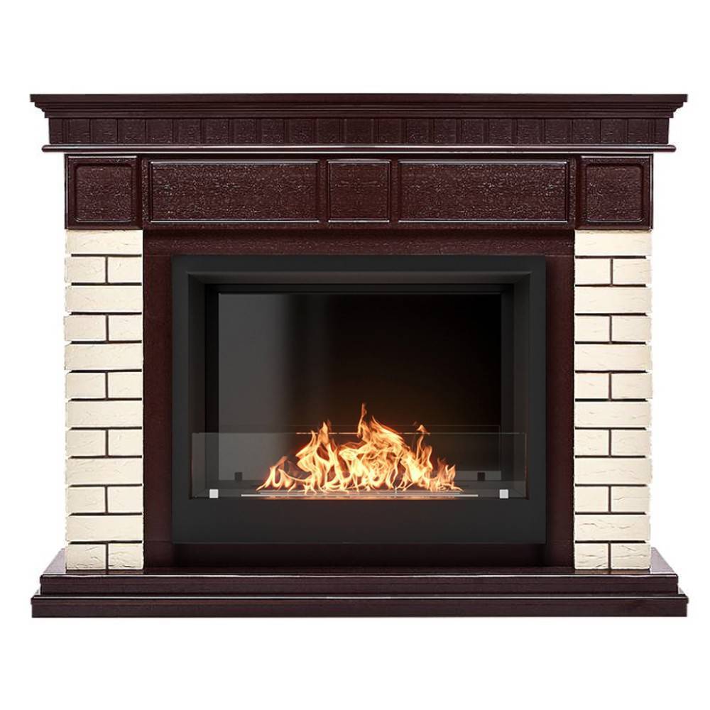 Каминокомплект Firelight Bricks 25 камень бежевый шпон темный дуб с биокамином BFP/P-2520 1660820