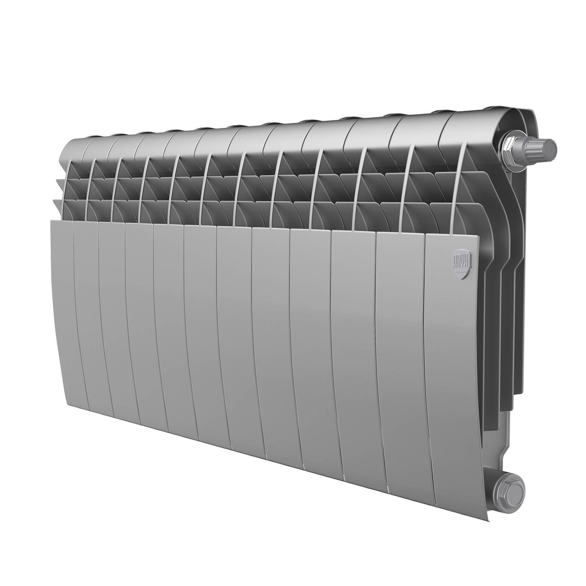 Биметаллический радиатор Royal Thermo BiLiner 350 Silver Satin VR 12 секций нижнее подключение 1506298
