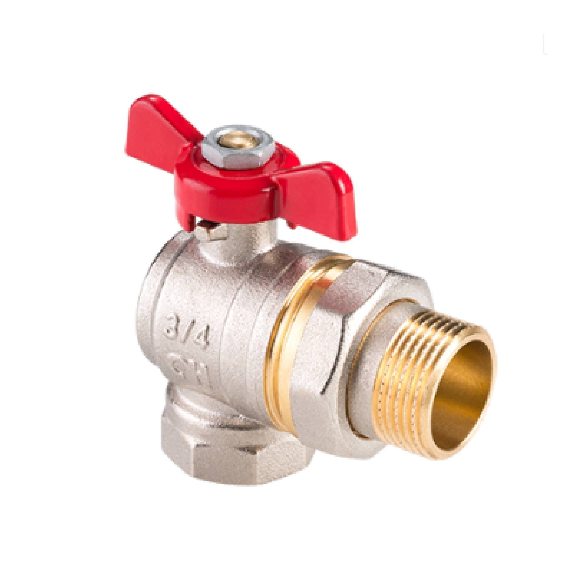 Кран шаровой угловой MVI AquaHit Ду 20 PN 25 вн-нр американка бабочка BL.522.05