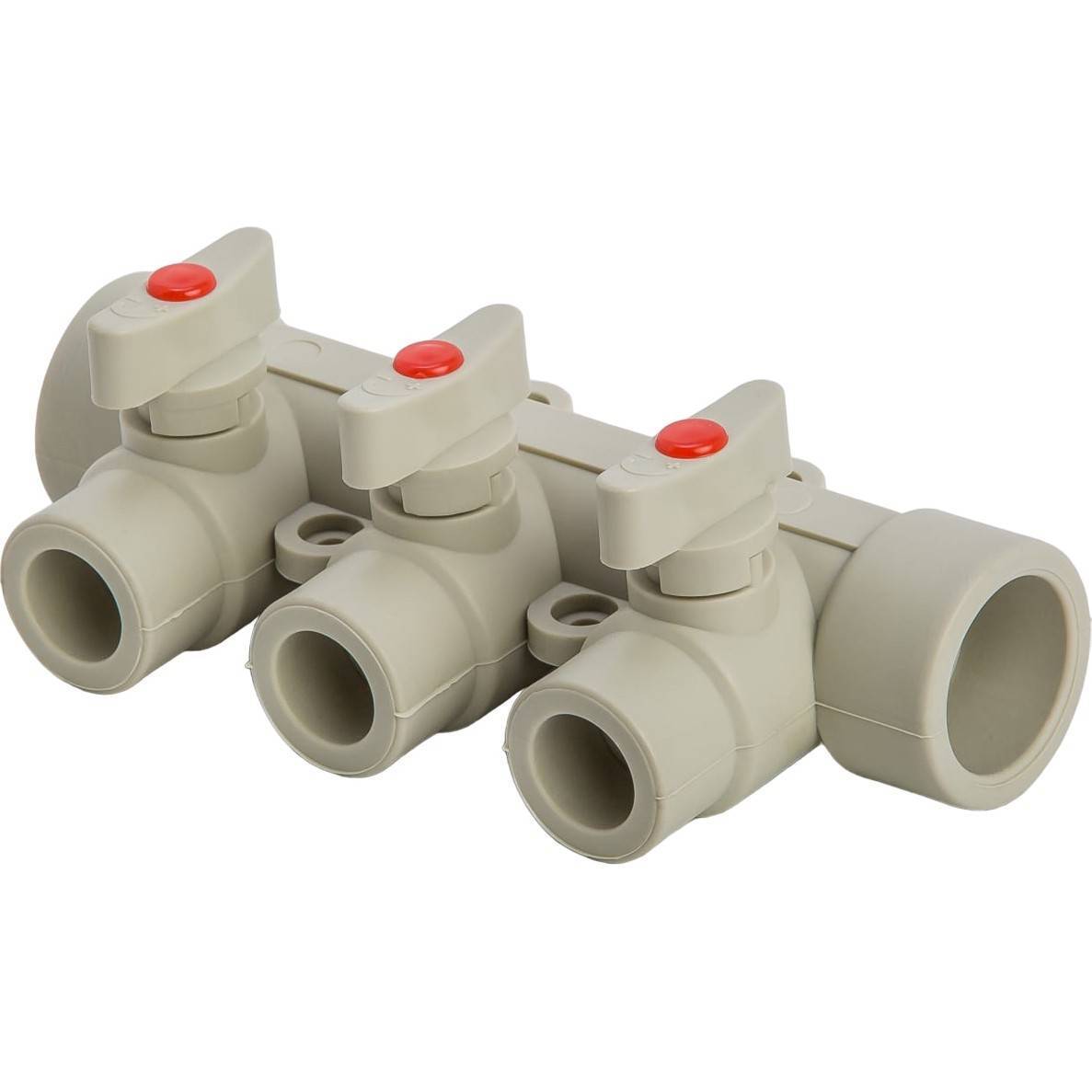 Коллектор полипропиленовый Lammin с шаровыми кранами 25 мм х 3 выхода серый 1641494