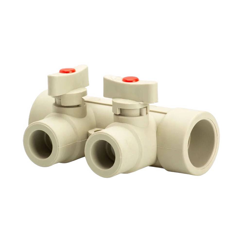 Коллектор полипропиленовый Lammin с шаровыми кранами 32 мм х 2 выхода серый 1641497