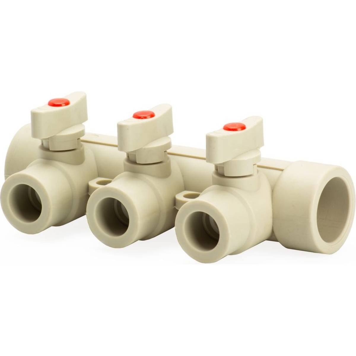 Коллектор полипропиленовый Lammin с шаровыми кранами 32 мм х 3 выхода серый 1641499