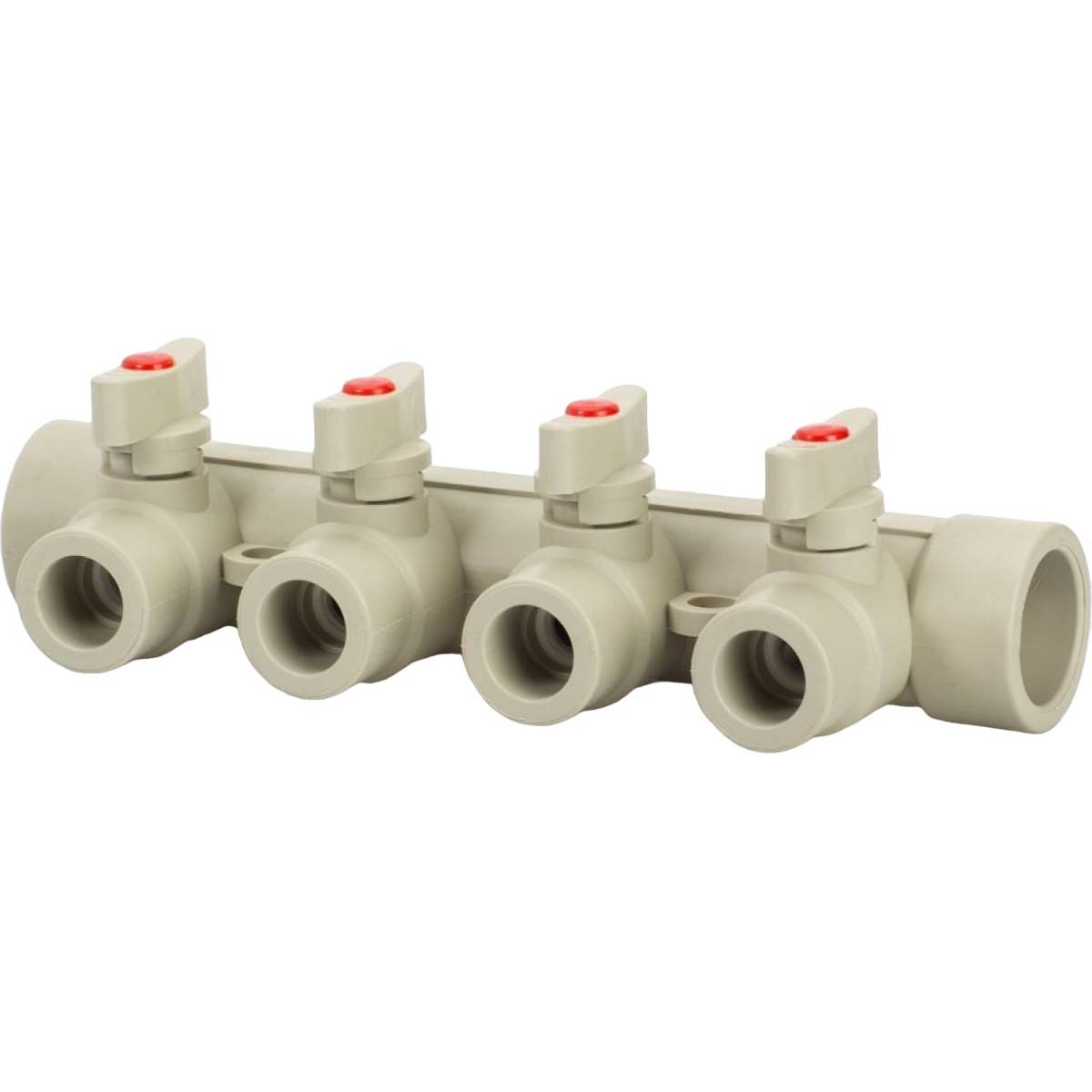 Коллектор полипропиленовый Lammin с шаровыми кранами 32 мм х 4 выхода серый 1641500