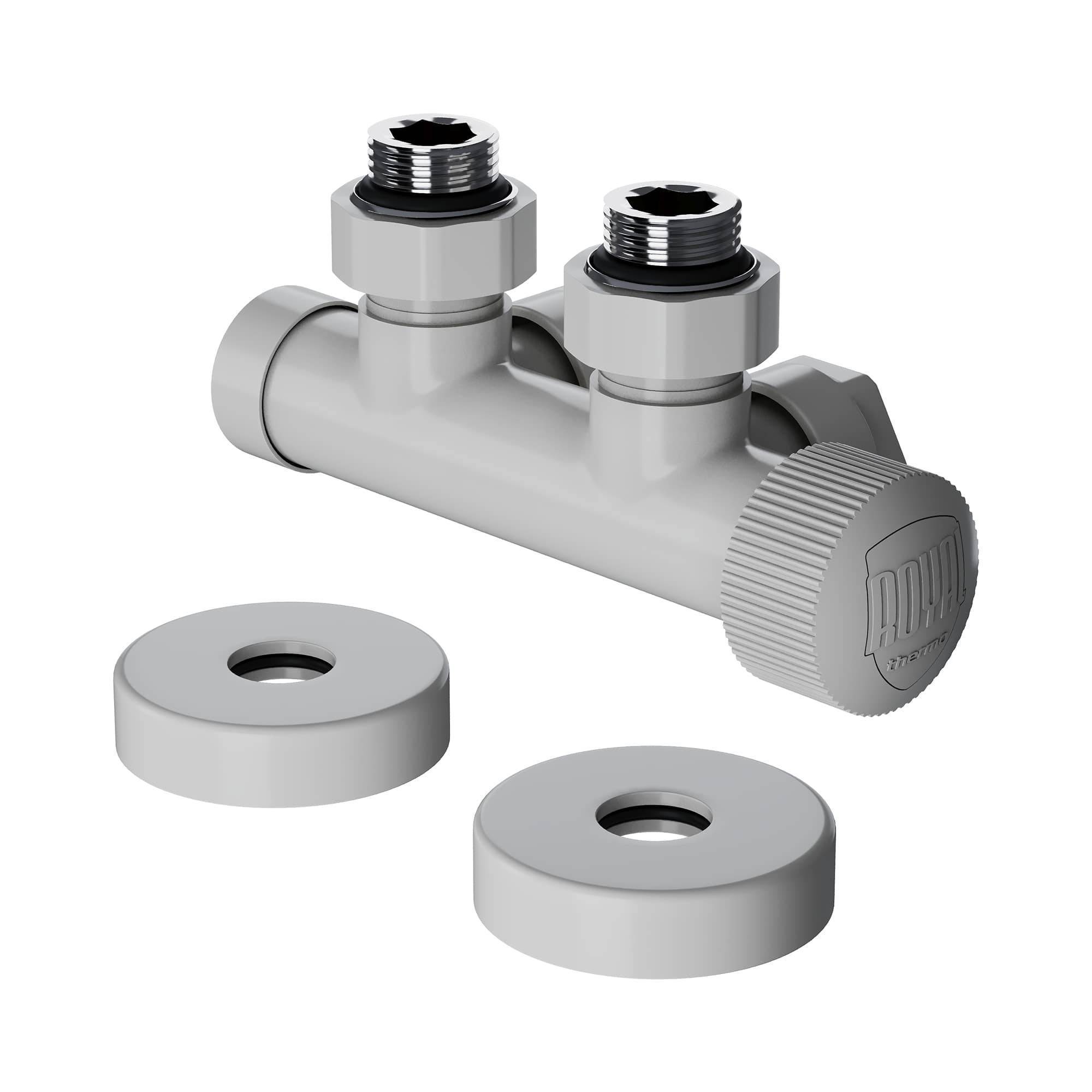 Узел нижнего подключения термостатический угловой Royal Thermo Design Pro 15 мм M30x1.5 Белый RTE 50.031