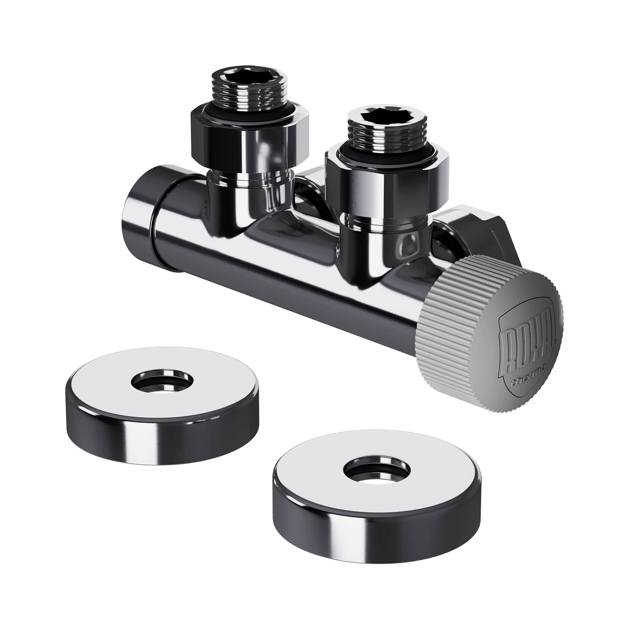 Узел нижнего подключения термостатический угловой Royal Thermo Design Pro 15 мм M30x1.5 Хром RTE 50.032