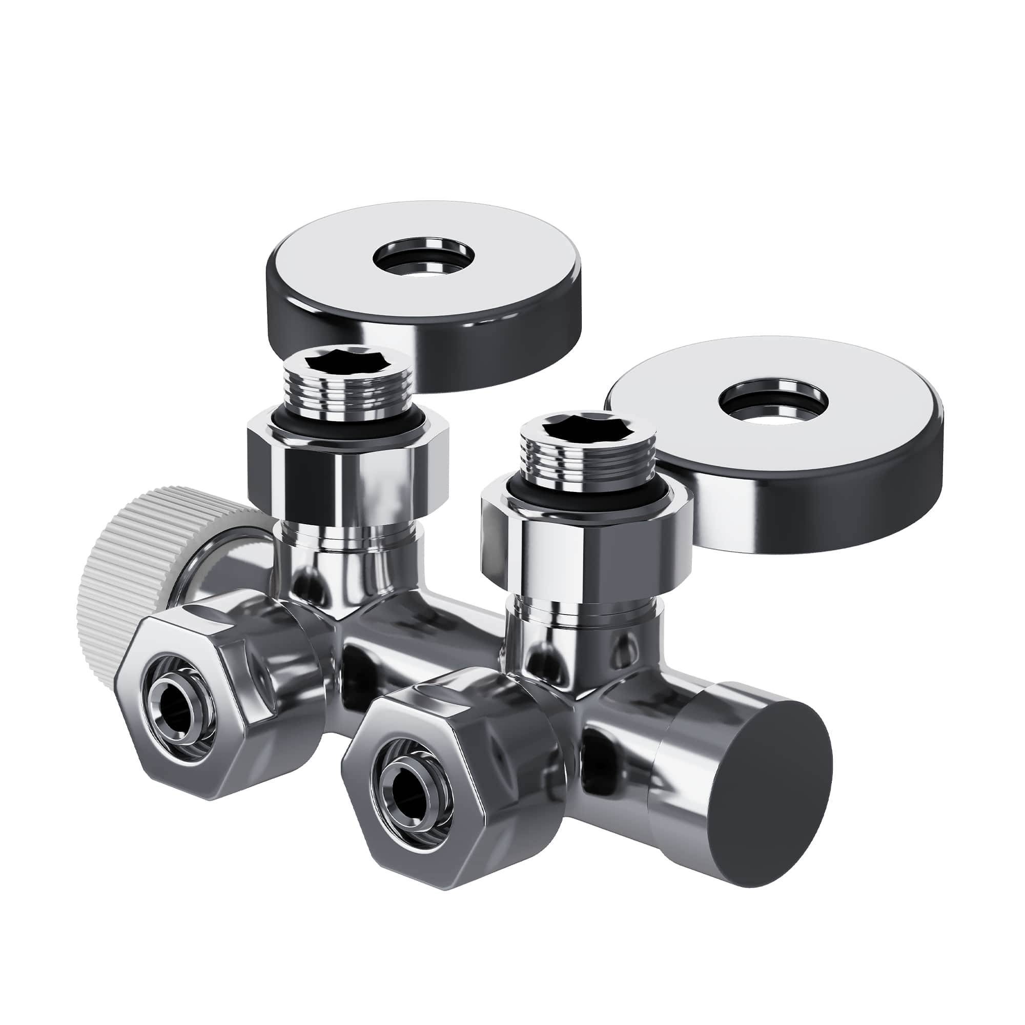 Узел нижнего подключения термостатический угловой Royal Thermo Design Pro 15 мм M30x1.5 Хром RTE 50.032