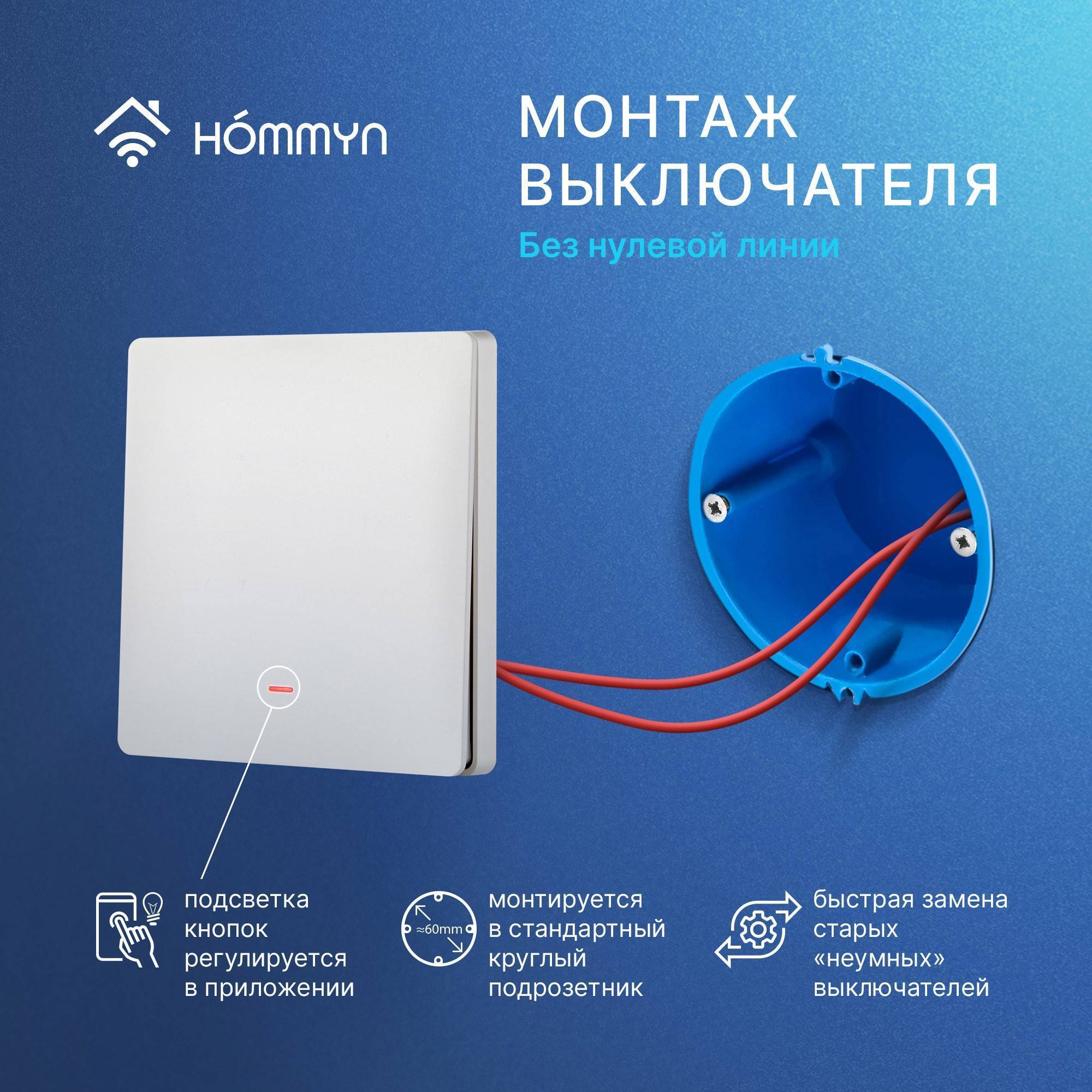 Комплект умного дома HOMMYN: 2 одноклавишных выключателя и хаб Zigbee SW11HOMKIT04