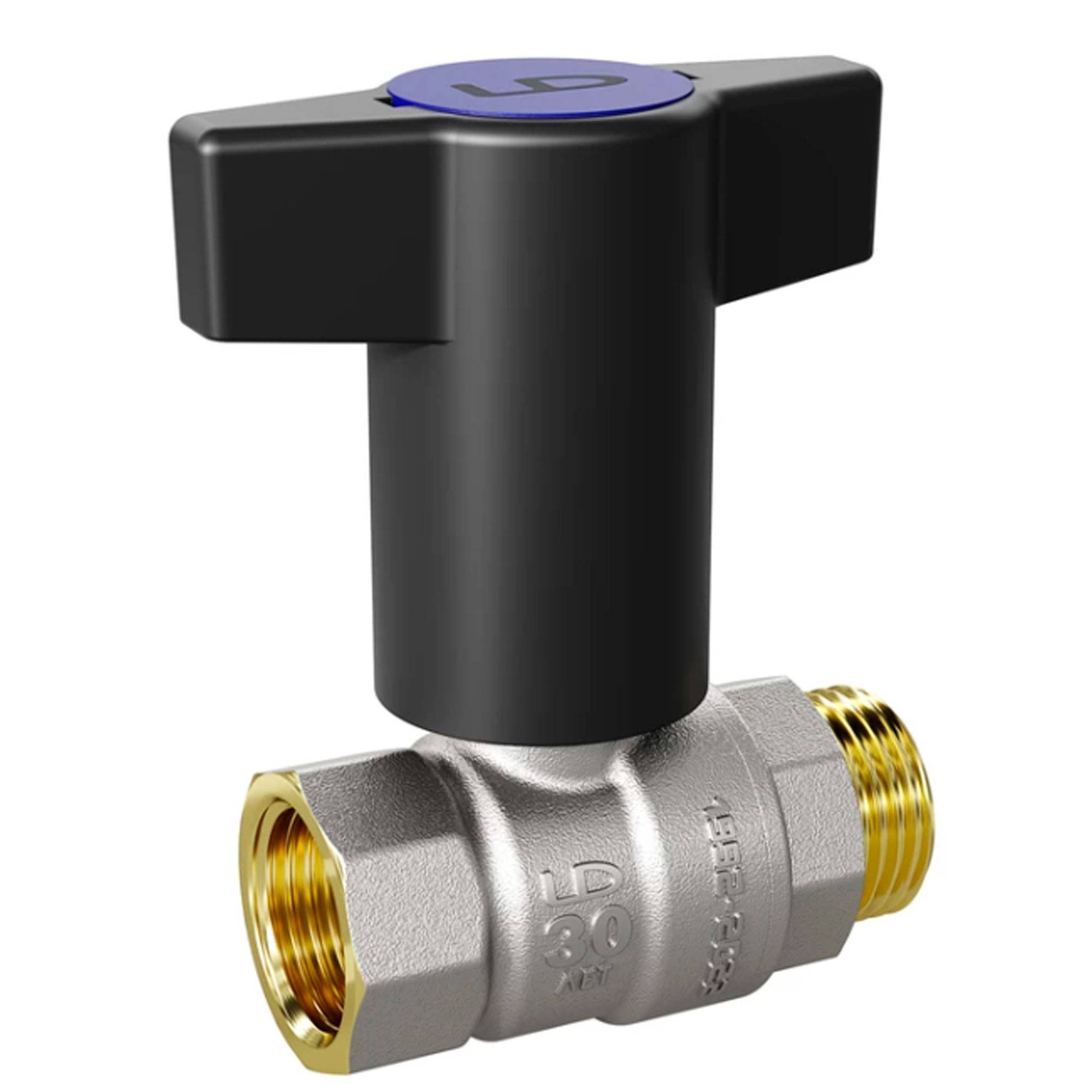 Кран шаровой латунный LD Pride Ду 15 Ру 40 вн-нр Т-ручка Red+Blue 47.15.В-Н.ТР