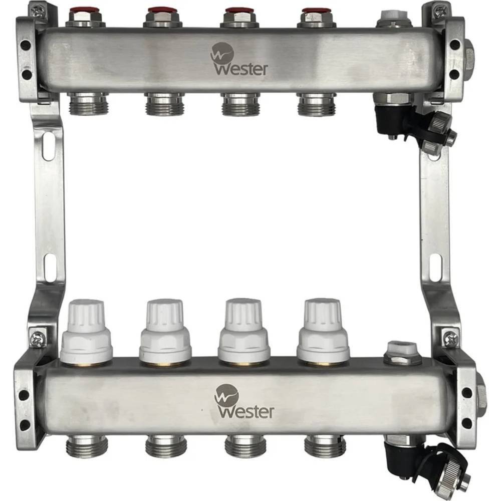 Коллекторный блок Wester S из нержавеющей стали 1x3/4 на 4 выхода MUVS4134