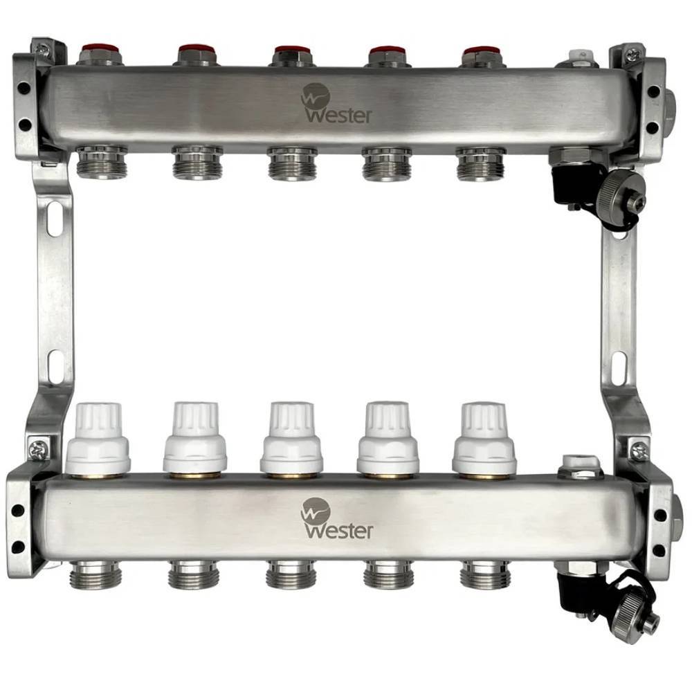 Коллекторный блок Wester S из нержавеющей стали 1x3/4 на 5 выходов MUVS5134