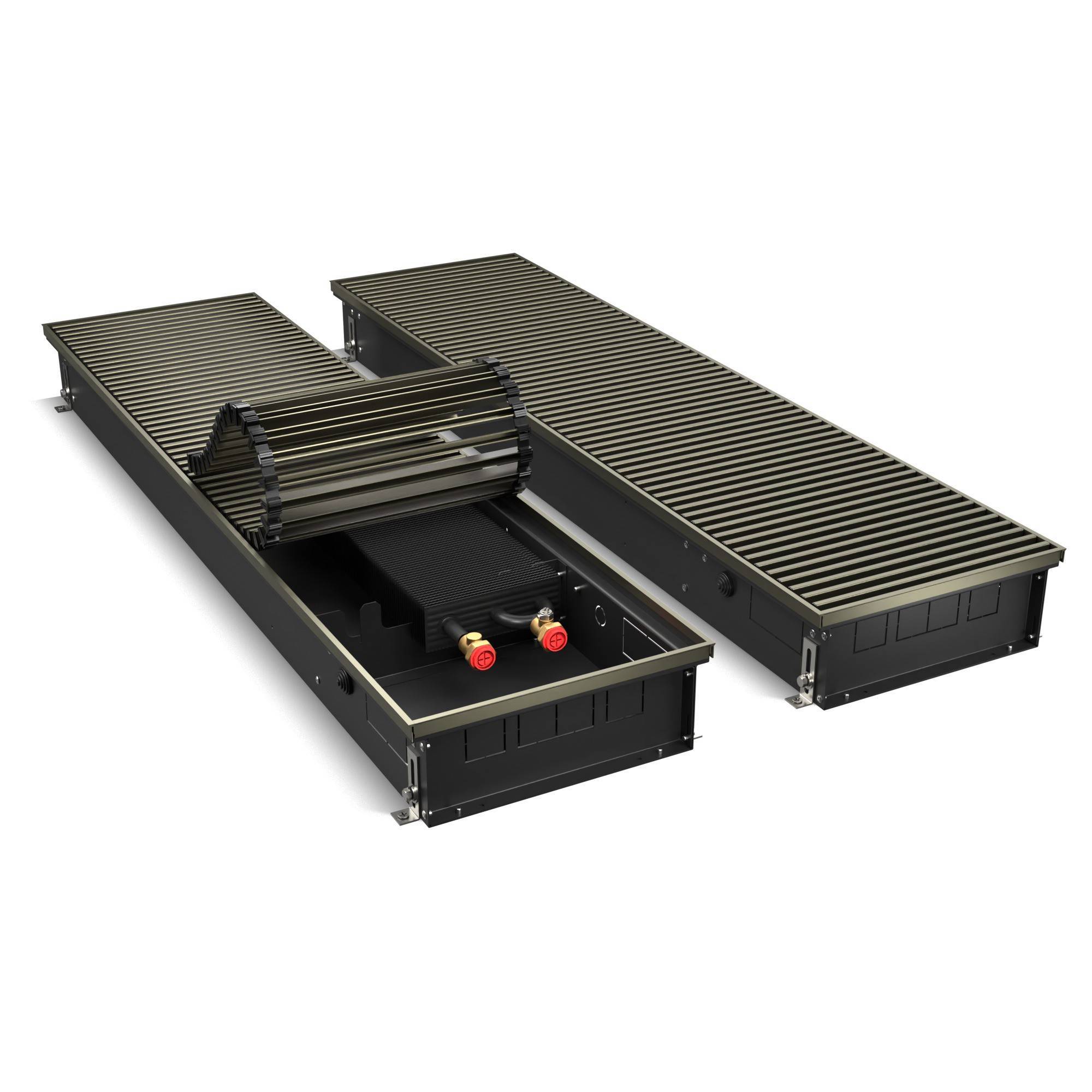 Конвектор внутрипольный Royal Thermo ATRIUM 110x300x1700 мм с вентилятором Темная бронза ATRIUM-110/300/1700-DG-U-DB