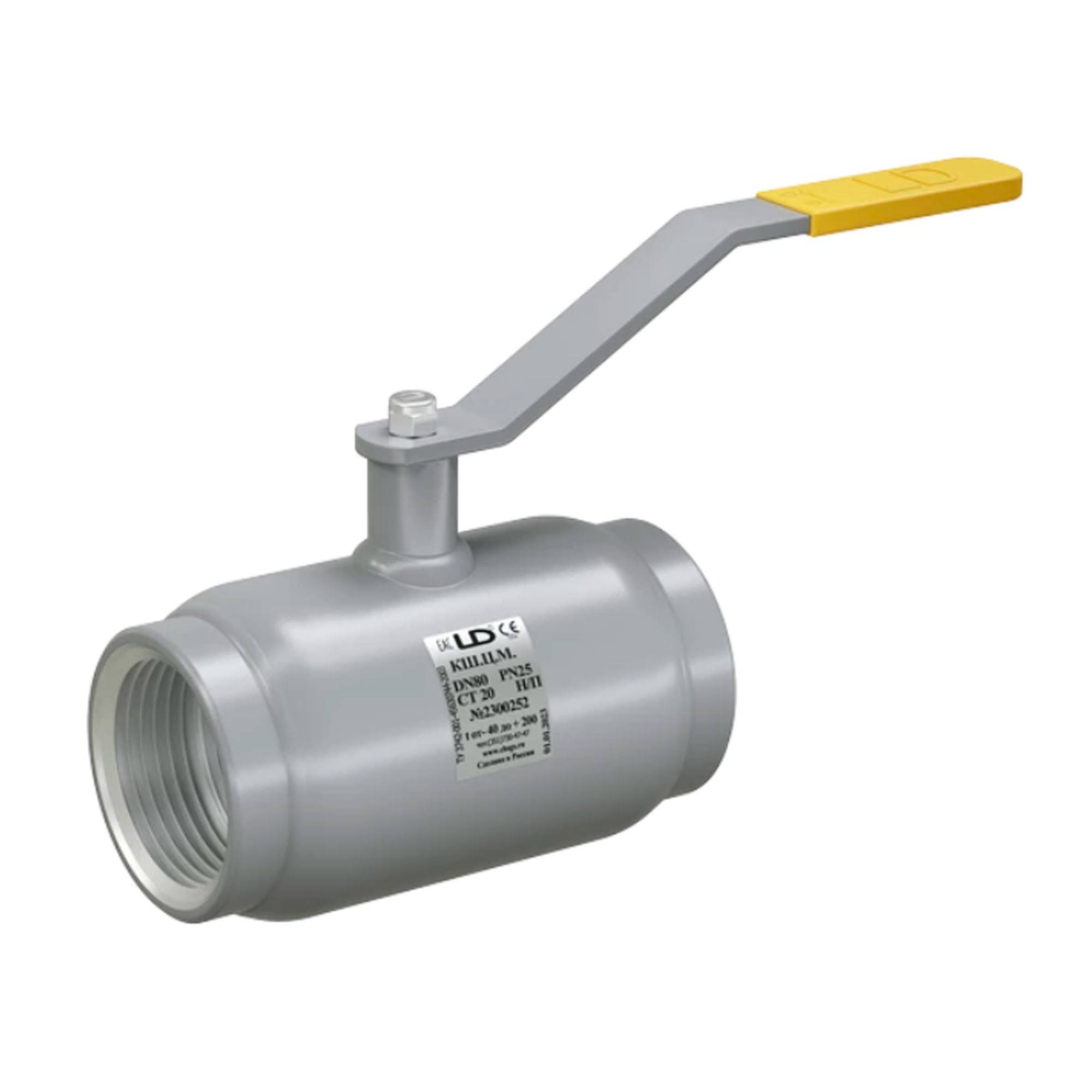 Кран шаровой стальной муфтовый LD Ду 32 Ру 40 полнопроходной 1292324