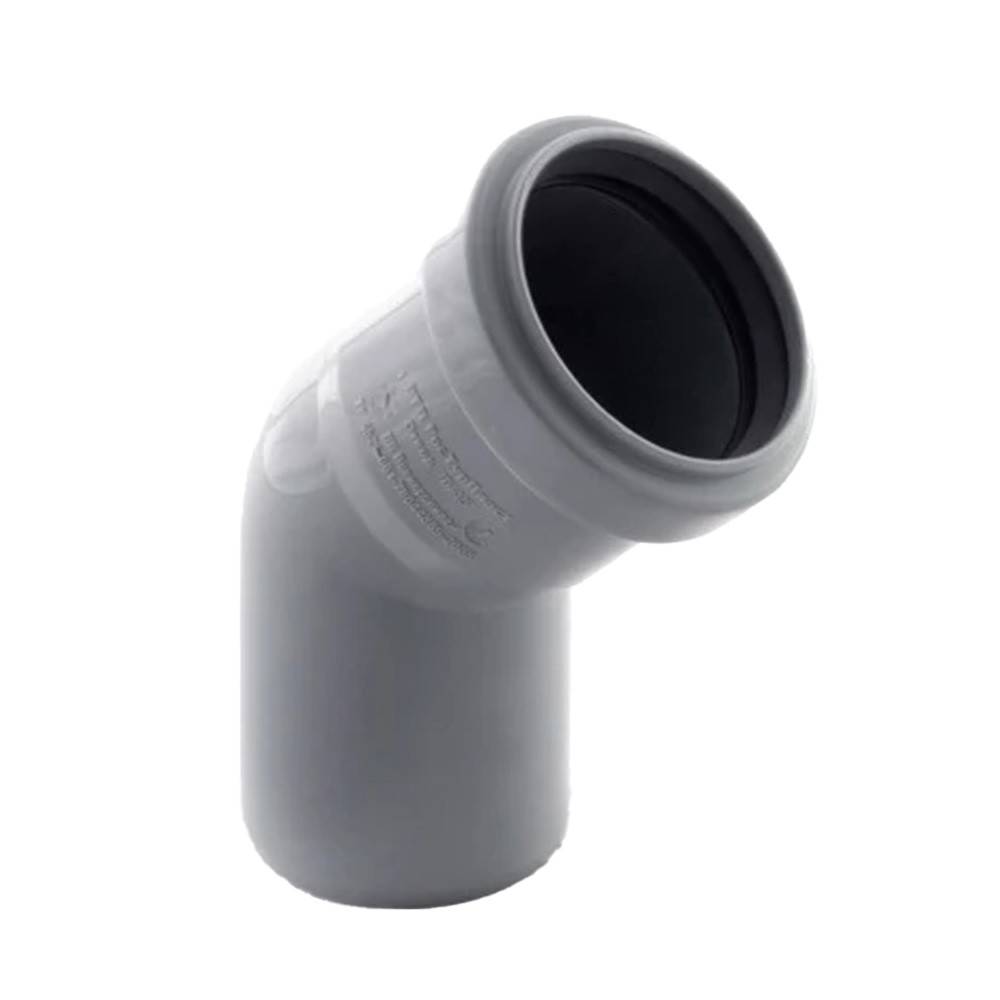 Отвод канализационный РТП 50 мм 67° серый 5067