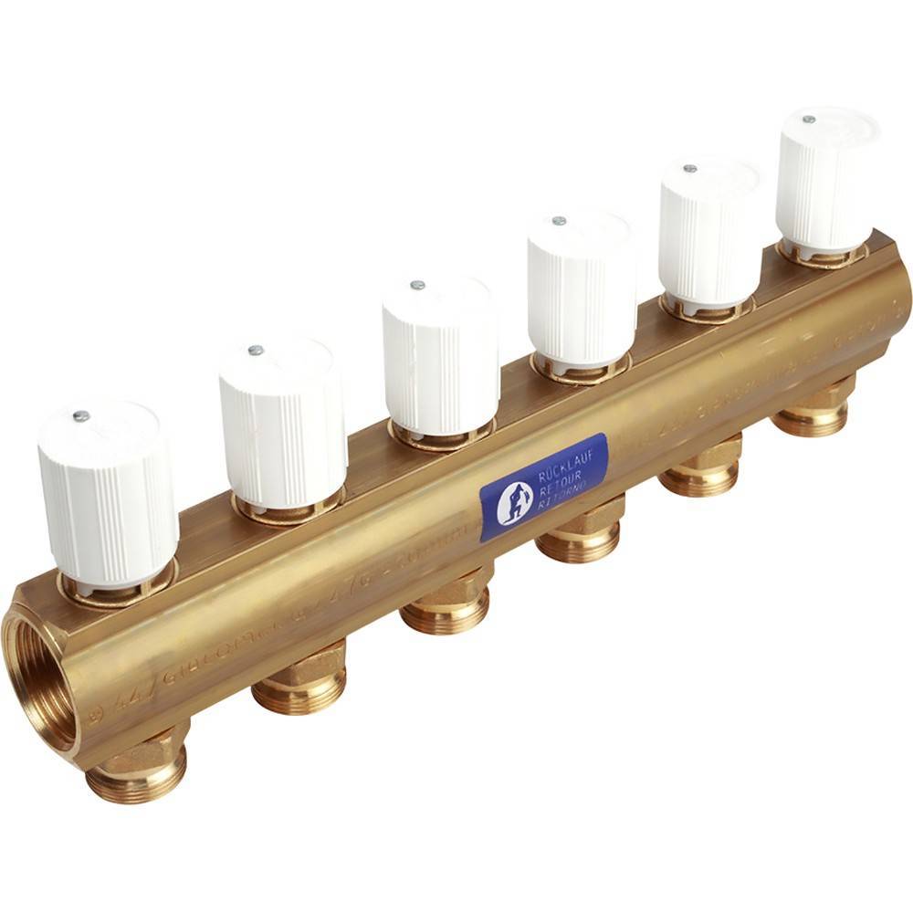 Коллектор Giacomini R553VY с термостатическими клапанами 1 1/4 x 18 на 6 выходов R553VY026