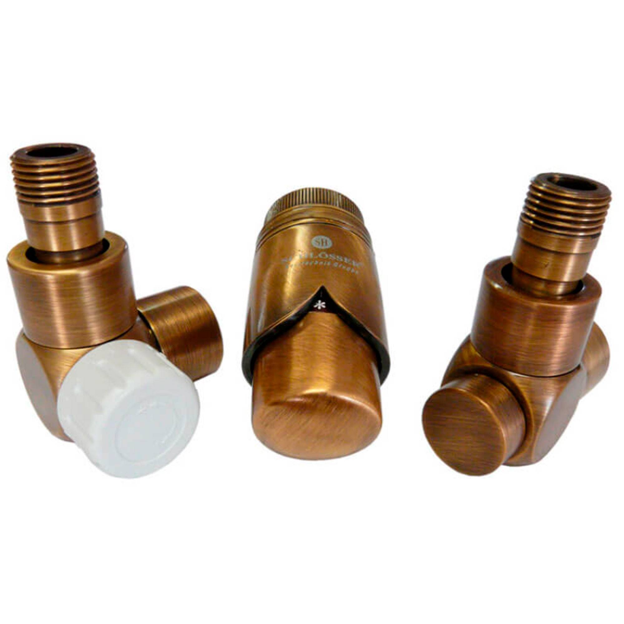 Комплект термостатический Schlosser 1/2 трёхосевой левый для пластиковых труб латунь антик 602200067