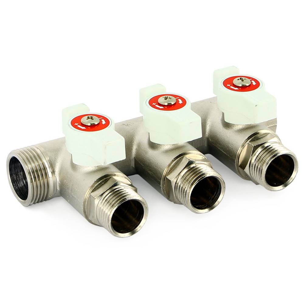 Коллектор Uni-Fitt с шаровыми кранами 1х3 выхода 1/2 НР никелированный 401N4230