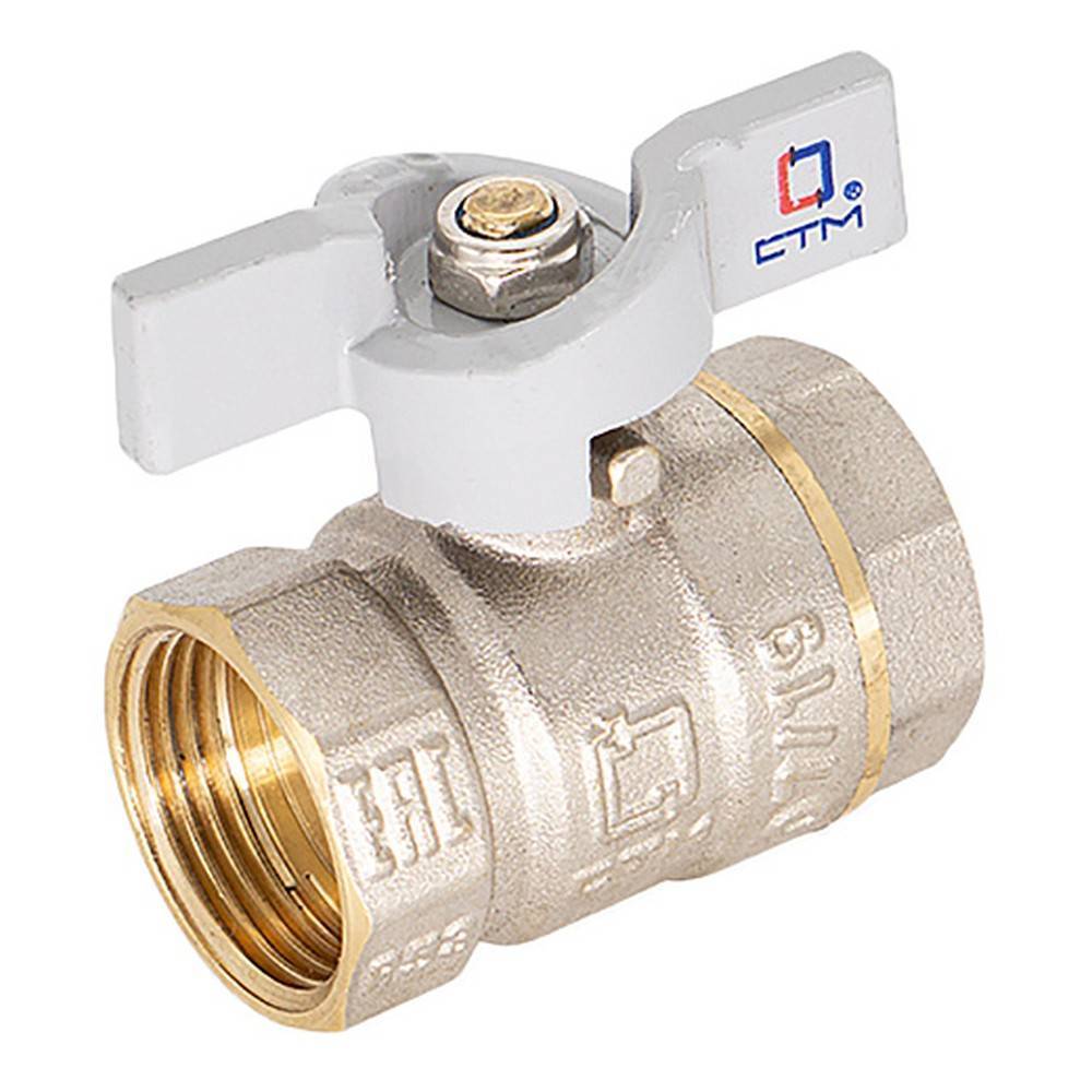 Кран шаровой для воды CTM СТАНДАРТ 3/4 дюйма ВР-ВР бабочка CWFFB034