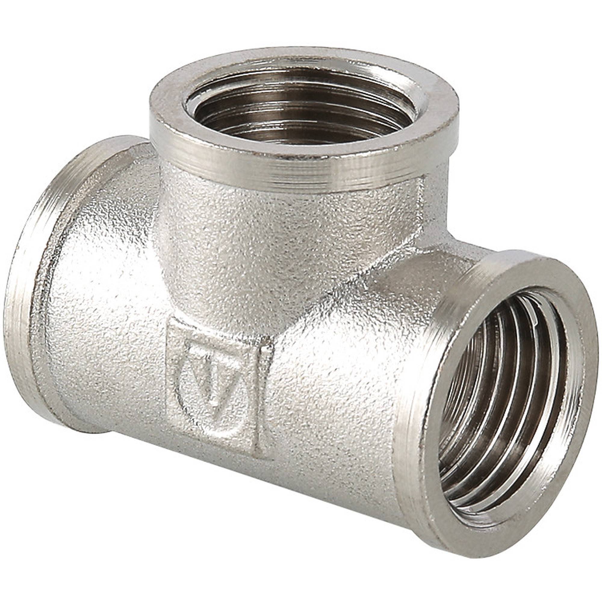 Тройник латунный никелированный VALTEC VTr.130.N вн.-вн.-вн. 1/2 VTr.130.N.0004
