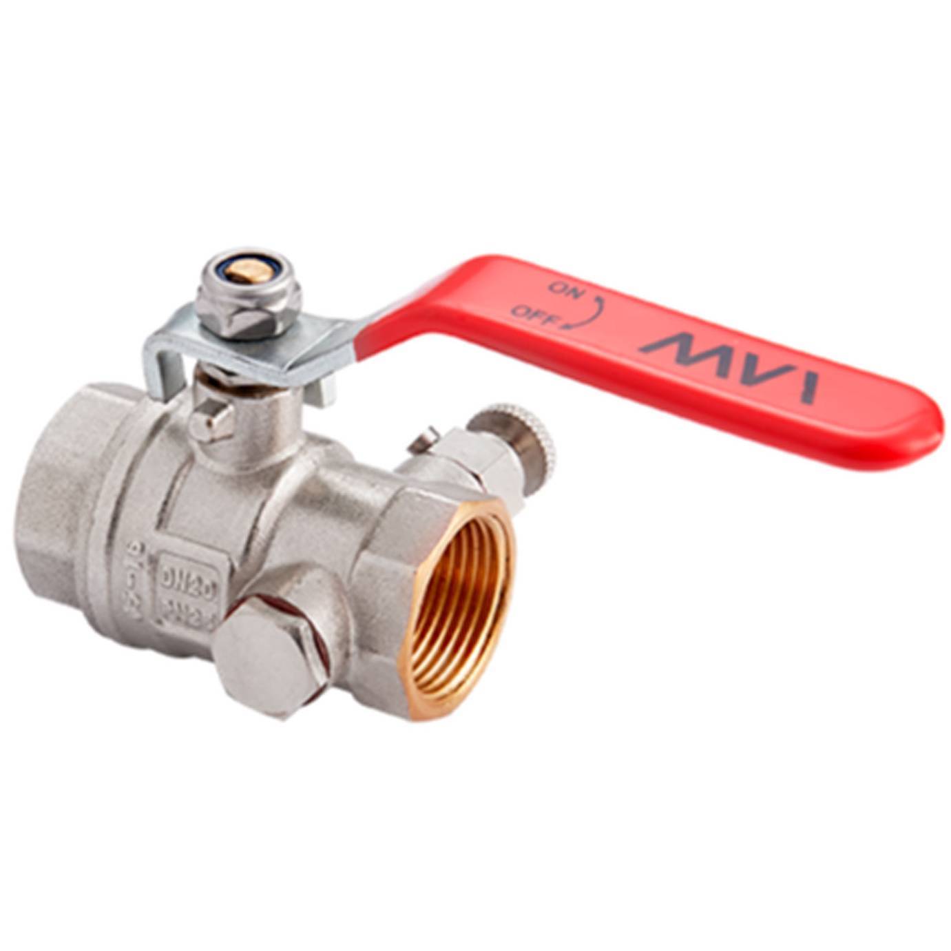 Кран шаровый MVI DN 25 PN 40 с дренажом и воздухоотводчиком ВВ рычаг BV.522.06