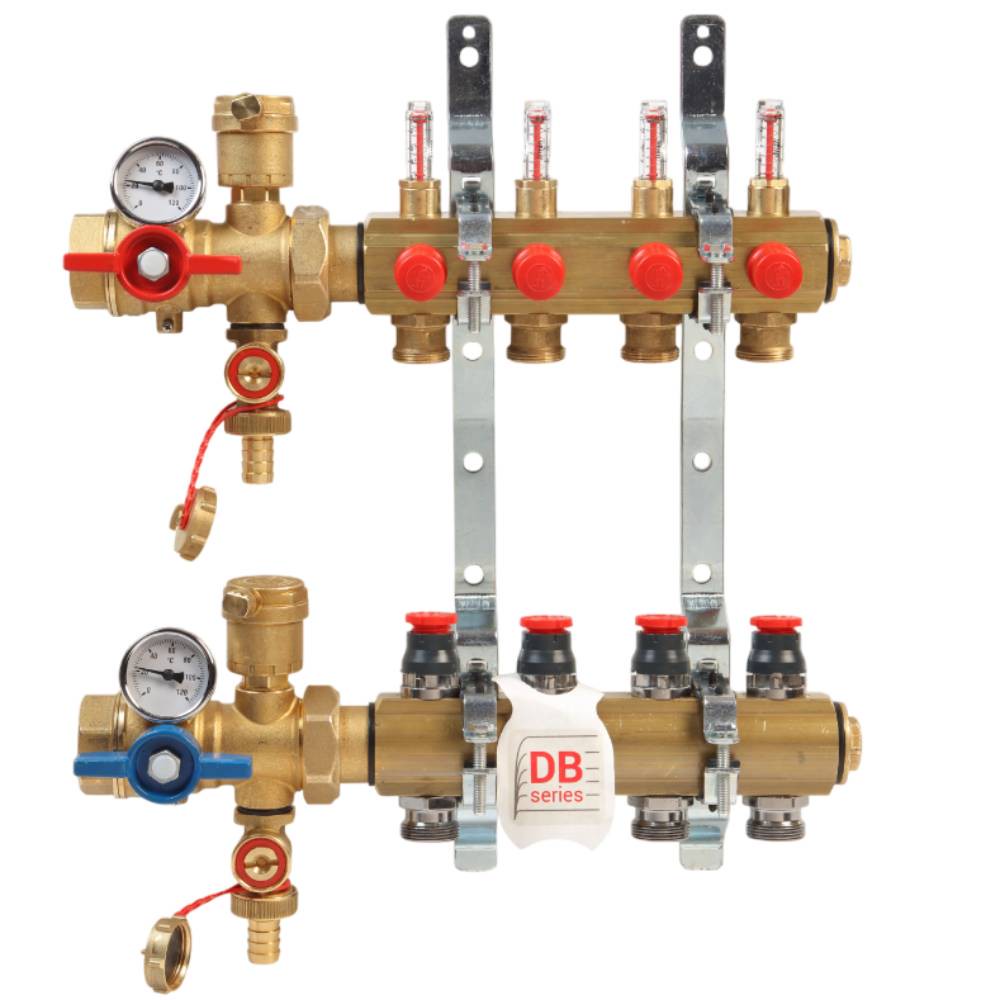 Комплект коллекторного узла Giacomini R553FKDB 1 x 18 на 6 выходов высокий расход R553FKDB126