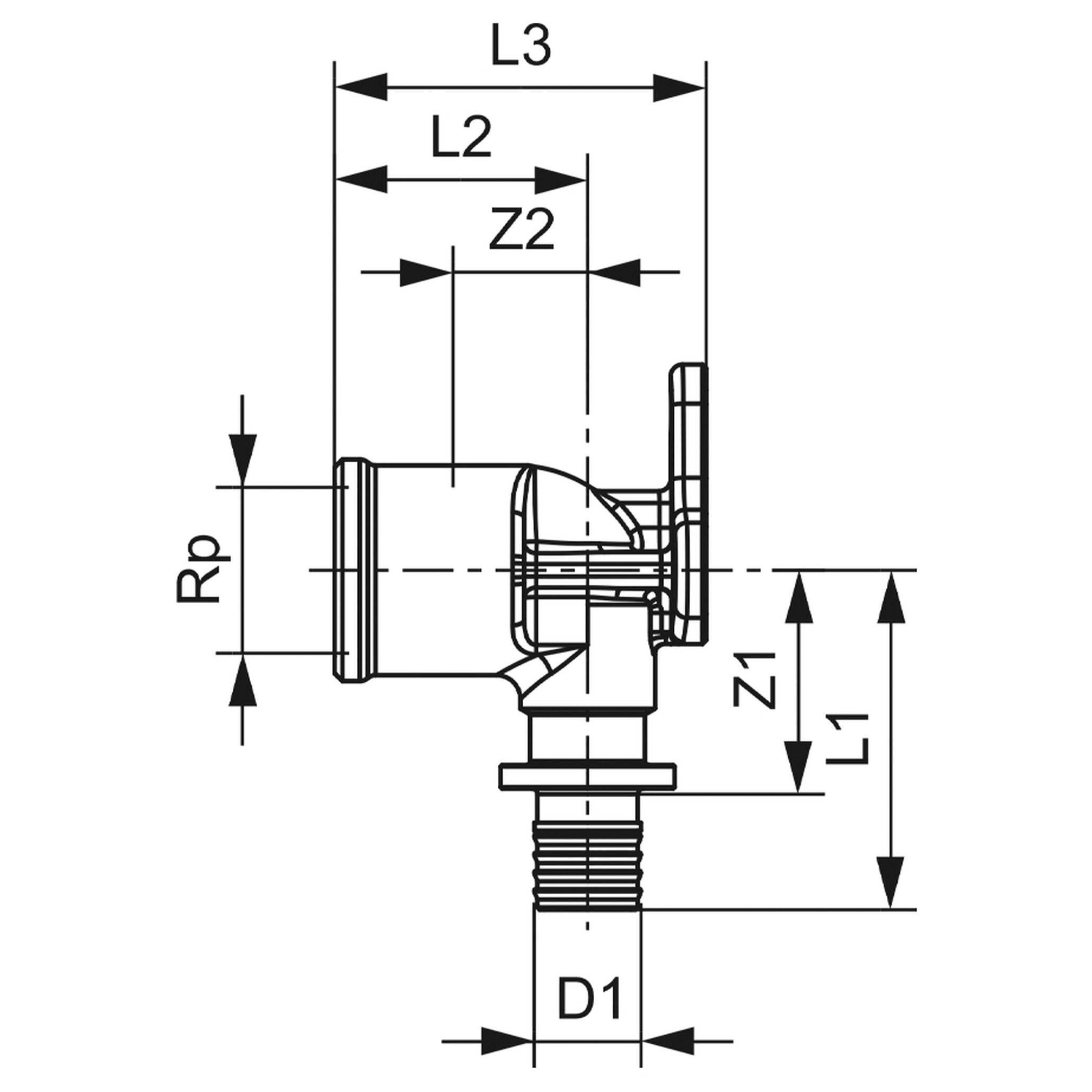 Уголок TECE с настенным креплением 16х1/2 дюйма латунь 768516
