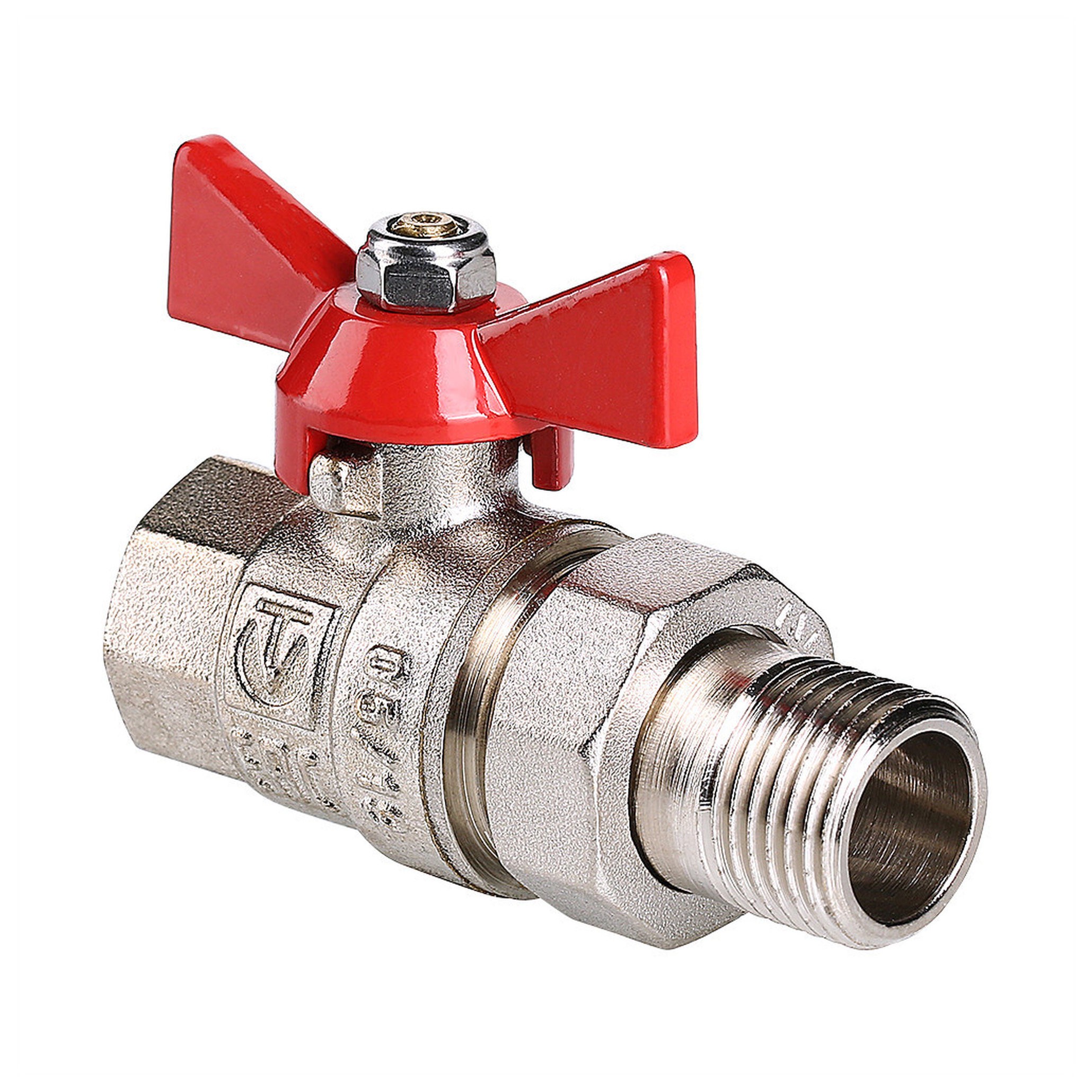 Кран шаровой Valtec BASE 3/4 дюйма ВР-НР с полусгоном американка бабочка VT.227.N.05