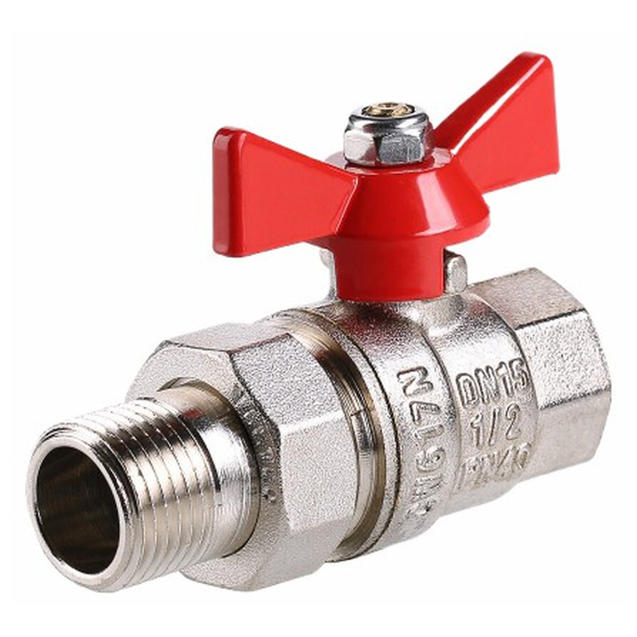 Кран шаровой Valtec BASE 3/4 дюйма ВР-НР с полусгоном американка бабочка VT.227.N.05