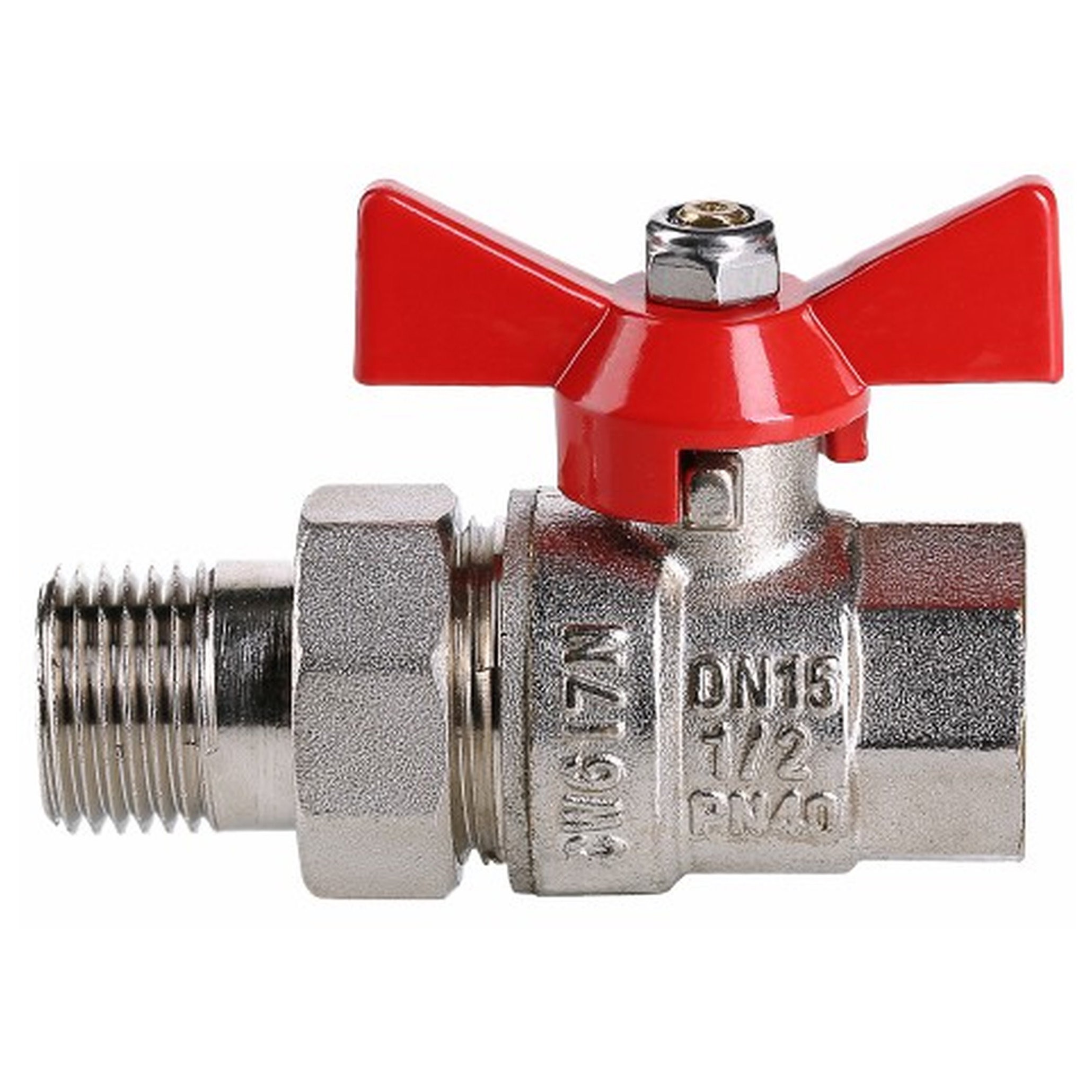 Кран шаровой Valtec BASE 3/4 дюйма ВР-НР с полусгоном американка бабочка VT.227.N.05