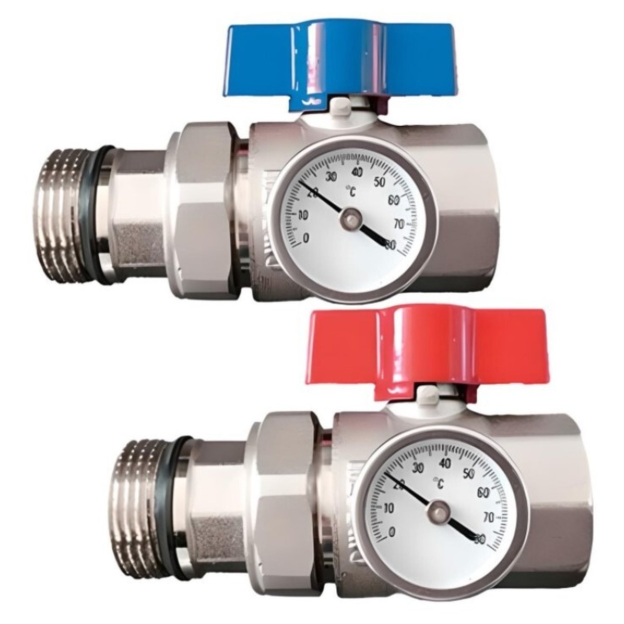 Комплект шаровых кранов ViEiR VR1102B прямой 1 с полусгоном и термометром 2 шт VR1102B