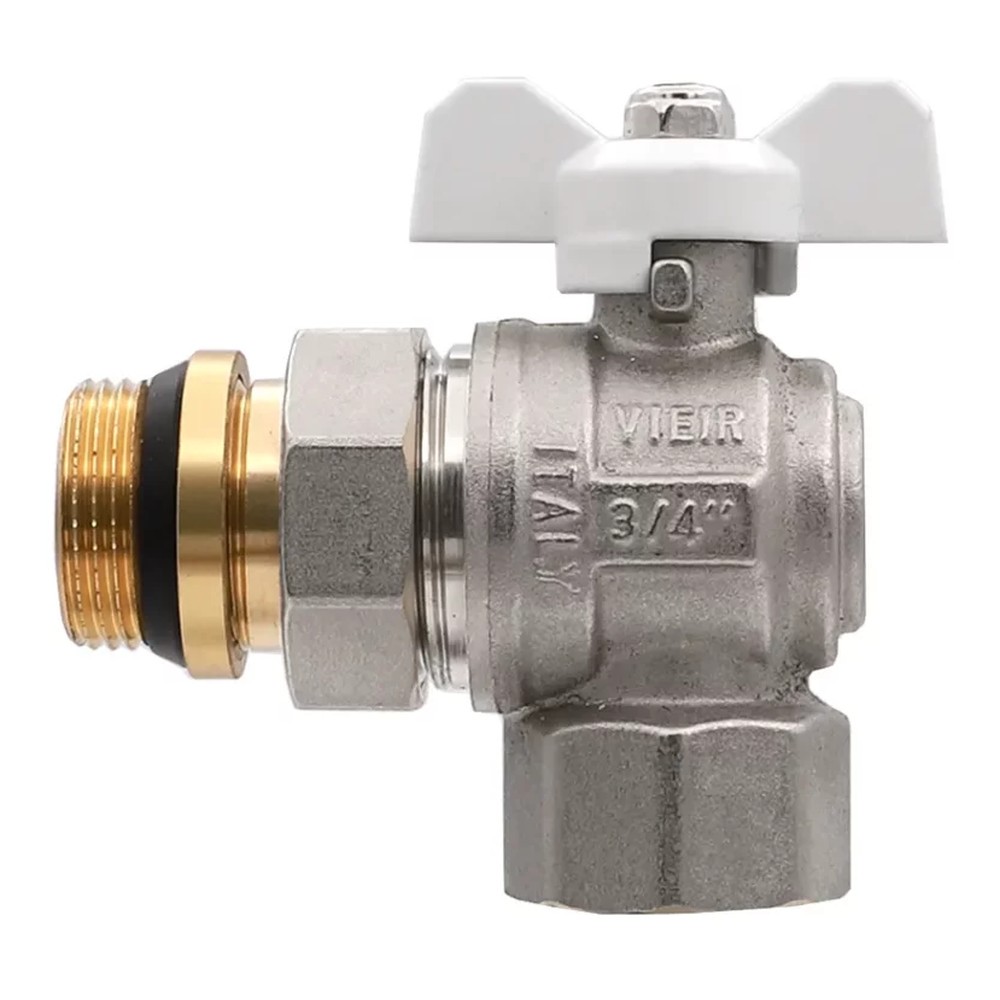 Кран шаровой ViEiR угловой со сгоном 1 НР-ВР бабочка с уплотнением VER49A