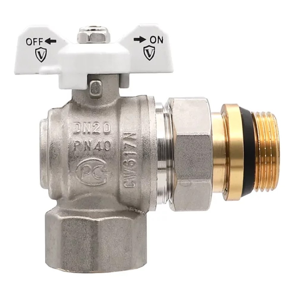 Кран шаровой ViEiR угловой со сгоном 1 НР-ВР бабочка с уплотнением VER49A