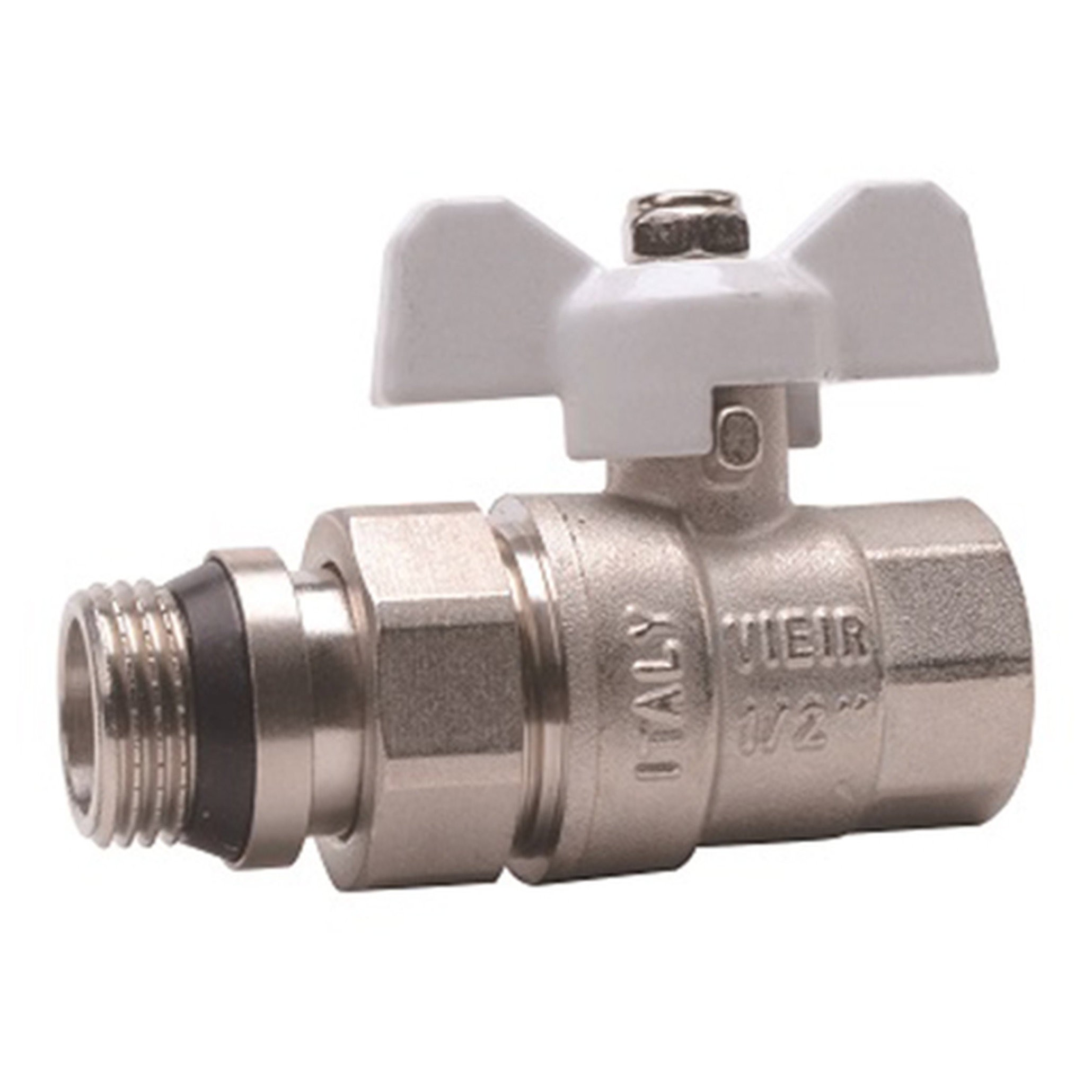 Кран шаровой ViEiR со сгоном 1/2 НР-ВР бабочка с уплотнением VR204-01A