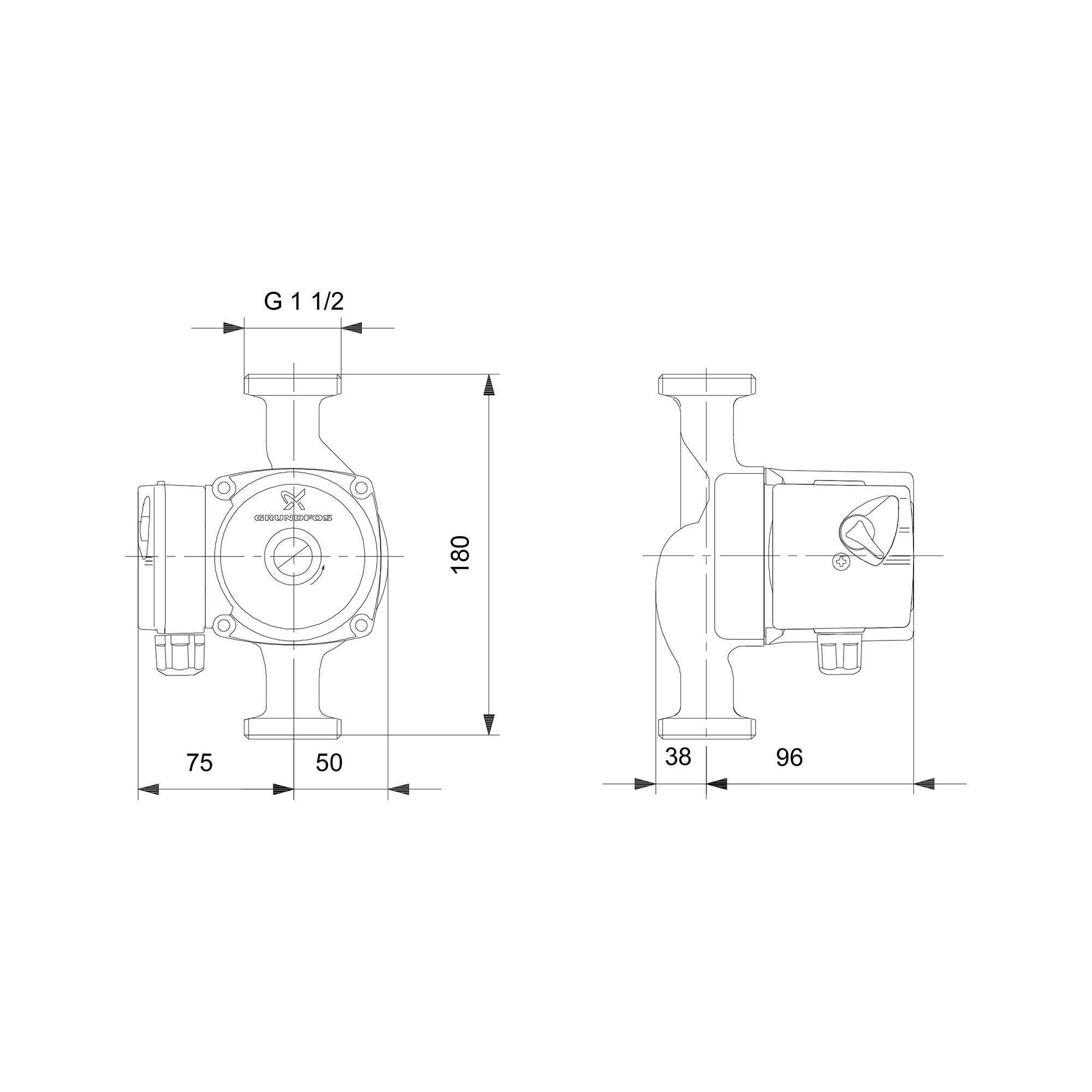 Насос циркуляционный Grundfos UPS 25-60 180 мм 96281483