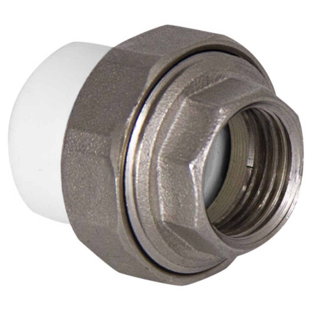 Муфта комбинированная разъемная TEBO PPR 25x3/4 ВР серая с уплотнительным кольцом 016022005