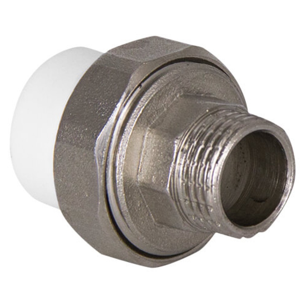 Муфта комбинированная разъемная TEBO PPR 25x3/4 НР серая с уплотнительным кольцом 016022105