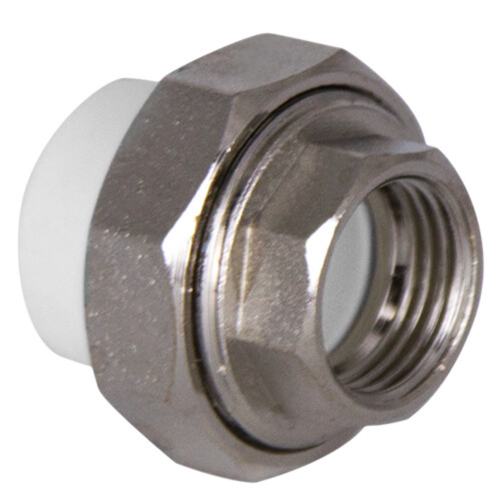 Муфта комбинированная разъемная TEBO PP-R 32x1 ВР евроконус белая 030021808