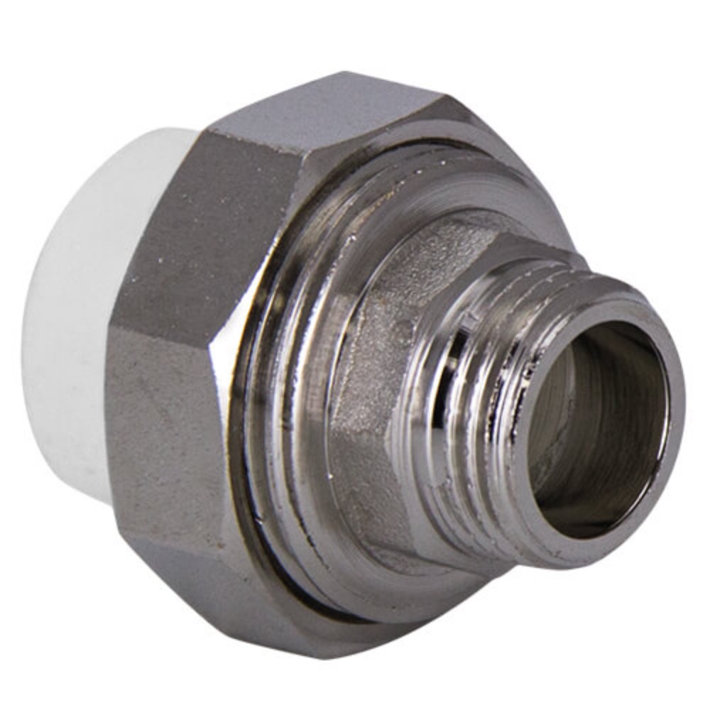 Муфта комбинированная разъемная TEBO PP-R 32x1 НР евроконус белая 030021908