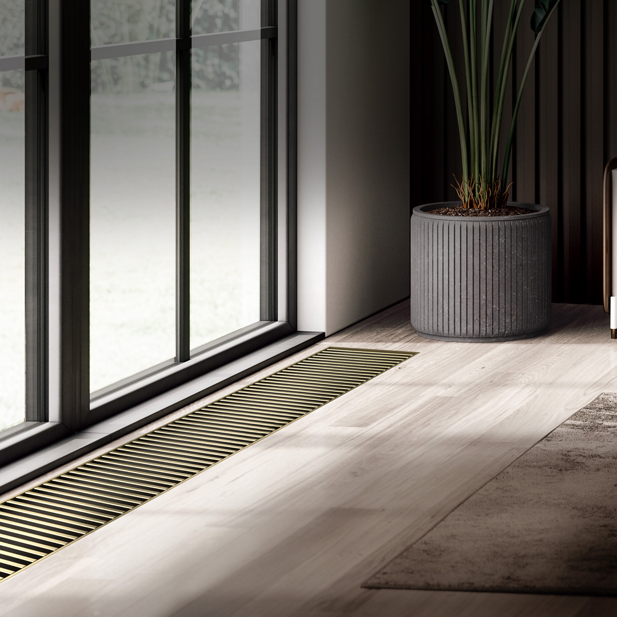 Конвектор внутрипольный Royal Thermo ATRIUM TURBO 80x300x1200 мм золото 1493845