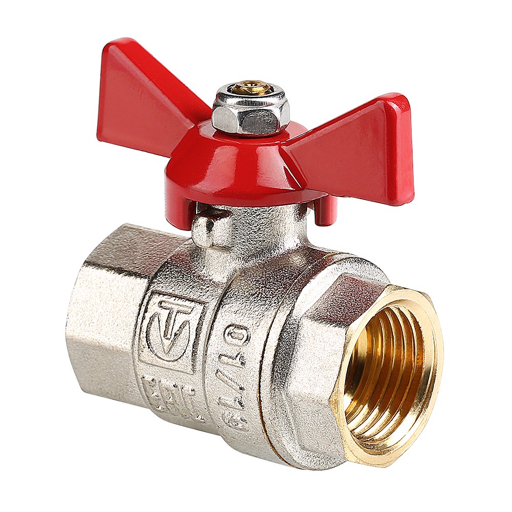 Кран шаровой Valtec BASE 1/2 дюйма ВР-ВР бабочка VT.217.N.04