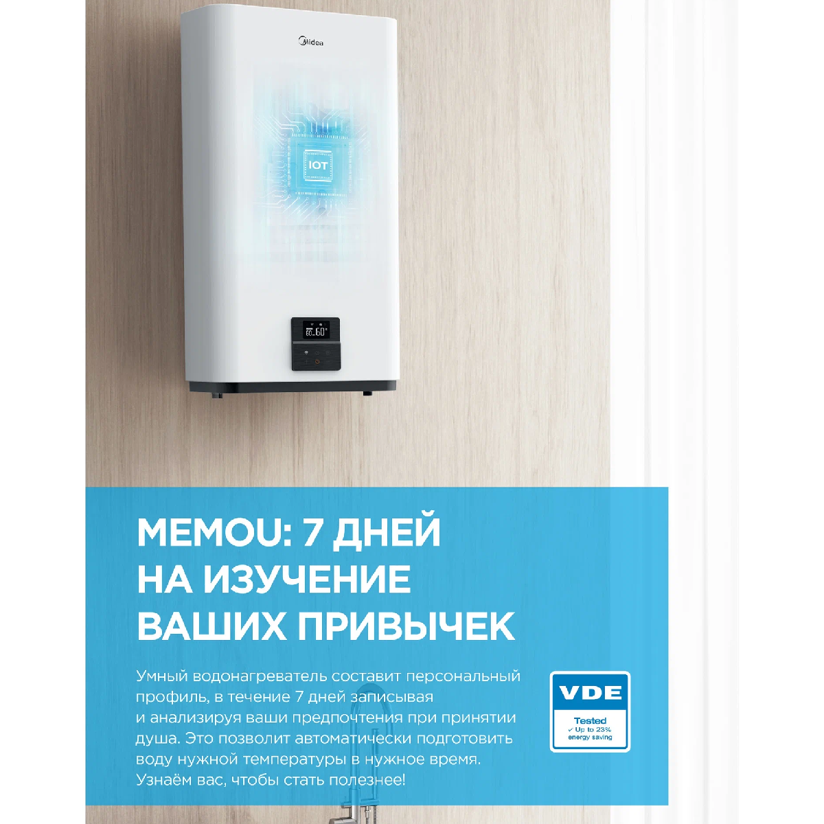 Водонагреватель накопительный Midea STREAM универсальный монтаж 100 л MWH--FED